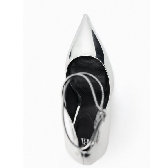 BLOGGER'S FAVE! Zara Metallic High Heels Silver NWT - Picture 10 of 10